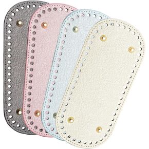 Framendino, 4 Pack Leather Bag Bottom Base Crochet Purse Long Oval Shaper Pad Handbag for DIY Making 8.66x3.94 Inch