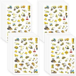 936PCS Construction Zone Party Stickers Party Favors Decorations Kids Construction Birthday Party Supplies Gifts Prize Goodie Bag Stuffers Tractor Truck Sticker(24 Sheets)