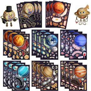 16 Sheet Make a face Stickers for Kids Girls, Birthday Party Favors Supplies, Mixed and Matched with 8 Designs Stickers for Party Decorations Class Reward Parent-Child Interaction
