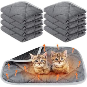 8 Pack Self Heating Cat Mat Self Warming Cat Bed 20"x16" Extra Warm Thermal Pet Bed Mat Reflects Body Heat Washable Dog Crate Pad for Indoor Outdoor Pets(Gray)