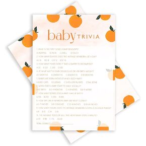 ISOVF Orange Theme Baby Shower Games with 1 Answer Card- Baby Gender Reveal Party Games - A Little Cutie is on The Way Gender Neutral Party and Supplies-(K04