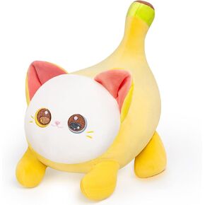 Banana Cat Stuffed Animal,Cute Heterochromatic Eyes Cat Plush Pillow, Banana Cat Stuffed Toy, Cute Plushies Toy Hugging Pillow for Kids for Kids & Adults