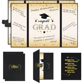 Vlipoeasn 2025 Graduation Guest Book Alternative, Green Gold Class of 2025 Graduation Party Decorations, Graduation Signature Book for 2025 College High School, Unique Graduation Gifts for Friends