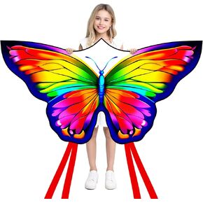 Butterfly Kites for Kids & Adults, Easy to Fly Kite with Long Tail, Kites for Kids Ages 4-8, Includes Kite String and Bag, Beach and Park Kite for Family Outdoor Games and Activities