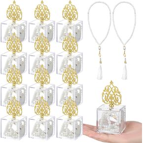 Yinkin Pack of 12 Prayer Beads Islamic Party Favors Gifts Eid Favor Pearl Prayer Beads Muslim Wedding Shower Gift Bulk for Ramadan Islamic Eid Festival Party Favor
