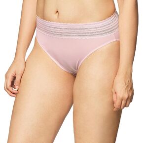 Warner's Women's No Pinching, No Problems Dig-Free Comfort Waist with Lace Microfiber Hi-Cut 5109J, Blush Petals Print