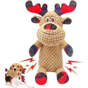 Christmas Dog Toys, Plush Squeaky Dog Toy with Crinkle Paper, Cute Christmas Puppy Toys with Cotton, Durable Interactive Dog Chew Toys for Puppy Small Medium Large Breed