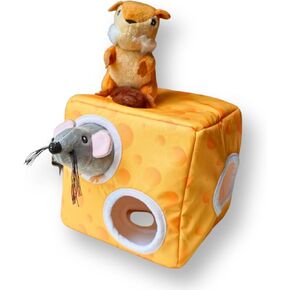 Dog Squeaky Plush Toy Set Cheese and Mice Style Indoor Play Teeth Cleaning Chewing Combinative