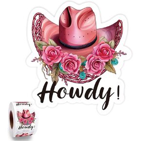 500pcs Cute Howdy Stickers, Dallas Cowboy Cowgirl Sticker, Western Stickers, Online Shop Packaging Stickers for Small Business,Howdy Party Packaging Labels Roll
