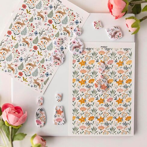 KABAKE Polymer Clay Transfer Paper 4 PCS Colorful Flowers Magic Water Transfer Paper Retro Floral Leaf Paper for Earrings Jewelry Making Polymer Clay Tools in Saudi Arabia