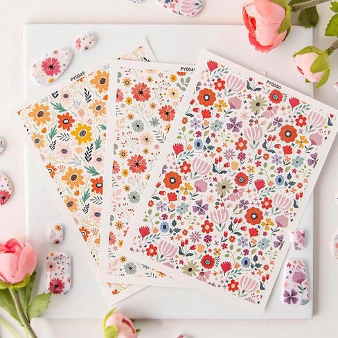 KABAKE Polymer Clay Transfer Paper 4 PCS Colorful Flowers Magic Water Transfer Paper Retro Floral Leaf Paper for Earrings Jewelry Making Polymer Clay Tools in Saudi Arabia