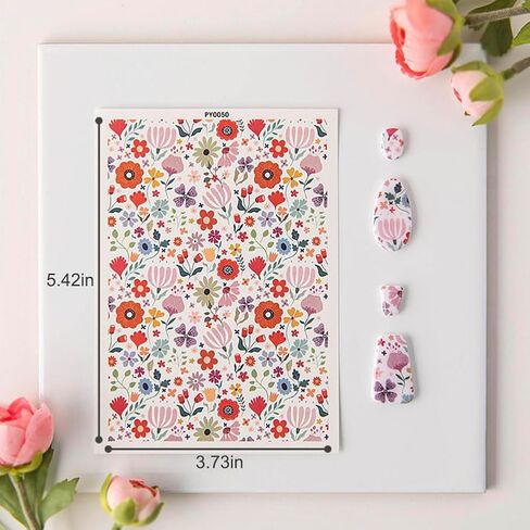 KABAKE Polymer Clay Transfer Paper 4 PCS Colorful Flowers Magic Water Transfer Paper Retro Floral Leaf Paper for Earrings Jewelry Making Polymer Clay Tools in Saudi Arabia