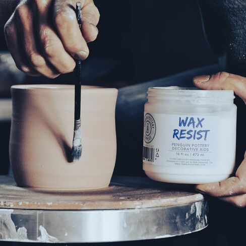 Penguin Pottery Ceramic Wax Resist for Pottery Glaze ، Clay Glaze ، Slip Clay - استخدم شمع الفخار مع اللمعان في فرن الفخار - بديل لمقاومة اللاتكس للفخار (1 بنت | 473 مل) in Kuwait