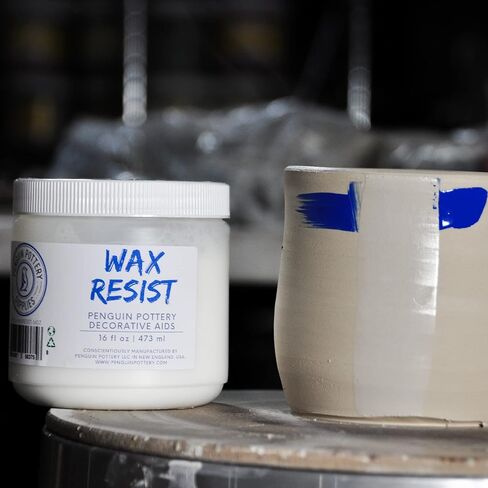Penguin Pottery Ceramic Wax Resist for Pottery Glaze ، Clay Glaze ، Slip Clay - استخدم شمع الفخار مع اللمعان في فرن الفخار - بديل لمقاومة اللاتكس للفخار (1 بنت | 473 مل) in Kuwait
