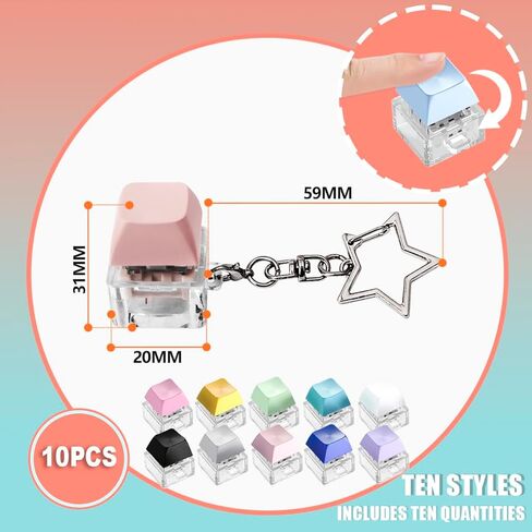 YIMAGUJRX Colorful 10 Pcs Keyboard Fidget Toy, Keyboard Fidget Keychain Keyboard Decompression, Button Stress Relief Fidget, Keyboard Button Clicker, Finger Clicker Toys in Kuwait