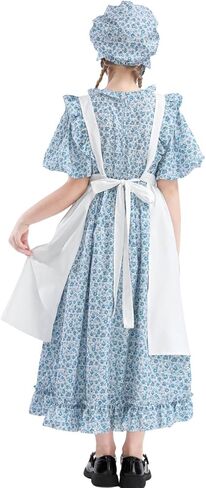 Nuoqi Prairie Dress Girls Pioneer Colonial Costume Laura Ingalls Wilder Costume with Apron in Kuwait