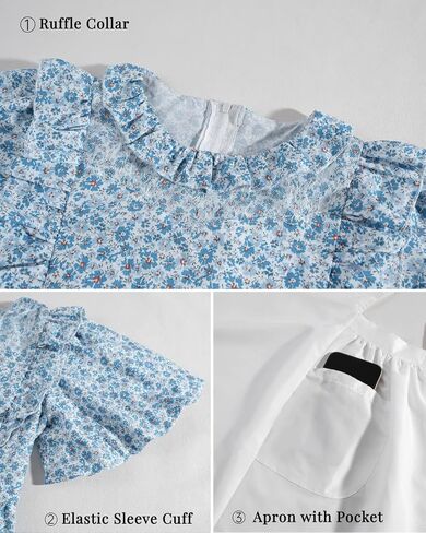 Nuoqi Prairie Dress Girls Pioneer Colonial Costume Laura Ingalls Wilder Costume with Apron in Kuwait