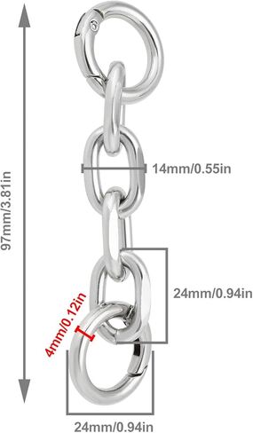 The Lord of the Tools 2pcs Bag Extender Chain with Spring Buckle Rings Aluminum Alloy Strap Extender 9.7cm Chain Extender in Kuwait