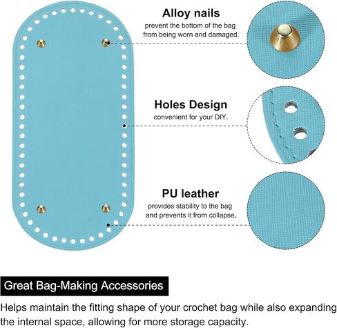 uxcell Oval Bag Bottom Shaper Pad, 9.84"x4.72" PU Leather Purse Cushion Base for DIY Knitting Crochet Bag Making (Brown) in Saudi Arabia