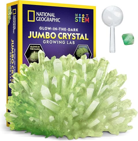National Geographic Jumbo Crystal Growing Kit - Grow Your Own Giant Glow in The Dark Crystal in a Few Days with This Crystal Making Kit, Science Kit, Grow Crystals for Kids (Amazon Exclusive) in Kuwait