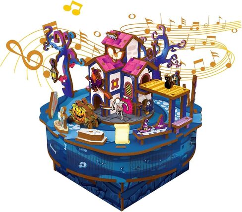Wooden Music Box Puzzle – DIY Christmas Street View Rotating Music Box Kit, 3D Creative Musical Puzzle Craft Model, Holiday Desk Decor, for Adults, Birthday & Christmas in Saudi Arabia