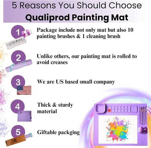 Silicone Painting Mat - Art Mat with Cup, Craft Paint Brush Cleaner Tool &10 Paint Brushes – Thick Large 20 X 16 Paint Mat for Kids & Adults – Washable Erasable Silicone Craft Mat for Artistic Work in Saudi Arabia