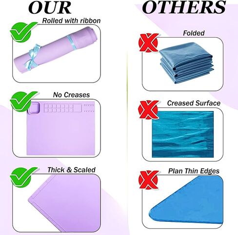 Silicone Painting Mat - Art Mat with Cup, Craft Paint Brush Cleaner Tool &10 Paint Brushes – Thick Large 20 X 16 Paint Mat for Kids & Adults – Washable Erasable Silicone Craft Mat for Artistic Work in Saudi Arabia