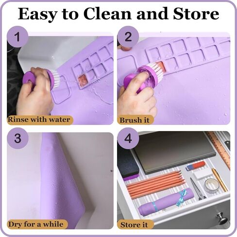 Silicone Painting Mat - Art Mat with Cup, Craft Paint Brush Cleaner Tool &10 Paint Brushes – Thick Large 20 X 16 Paint Mat for Kids & Adults – Washable Erasable Silicone Craft Mat for Artistic Work in Saudi Arabia