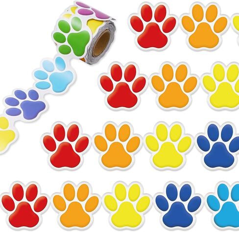 32.8ft Dog Paw Bulletin Board Border Colorful Paw Prints Die Cut Trim Border Roll للعودة إلى المدرسة الدراسية ديكور مدرسة السبورة in Saudi Arabia