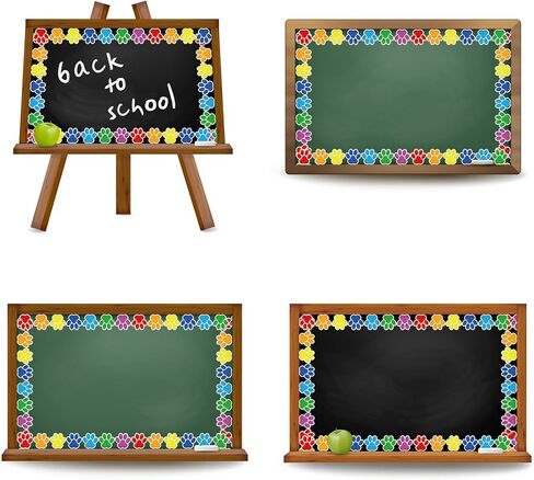 32.8ft Dog Paw Bulletin Board Border Colorful Paw Prints Die Cut Trim Border Roll للعودة إلى المدرسة الدراسية ديكور مدرسة السبورة in Saudi Arabia
