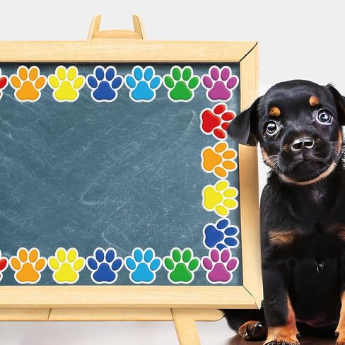 32.8ft Dog Paw Bulletin Board Border Colorful Paw Prints Die Cut Trim Border Roll للعودة إلى المدرسة الدراسية ديكور مدرسة السبورة in Saudi Arabia