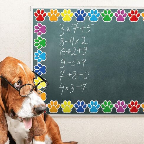 32.8ft Dog Paw Bulletin Board Border Colorful Paw Prints Die Cut Trim Border Roll للعودة إلى المدرسة الدراسية ديكور مدرسة السبورة in Saudi Arabia