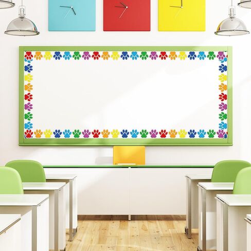 32.8ft Dog Paw Bulletin Board Border Colorful Paw Prints Die Cut Trim Border Roll للعودة إلى المدرسة الدراسية ديكور مدرسة السبورة in Saudi Arabia