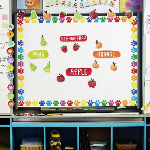 32.8ft Dog Paw Bulletin Board Border Colorful Paw Prints Die Cut Trim Border Roll للعودة إلى المدرسة الدراسية ديكور مدرسة السبورة in Saudi Arabia