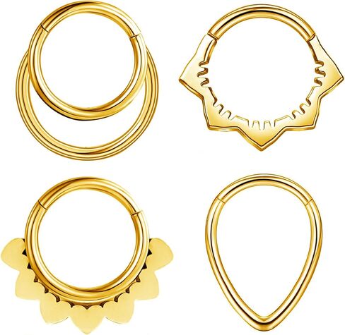 4 PCs Septum Ring Surgical Steel Daith Piercing Jewelry Set, Silver Septum Jewelry for Septum Piercing, Septum Clicker Daith Earring, 16G 8mm in Saudi Arabia