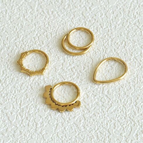 4 PCs Septum Ring Surgical Steel Daith Piercing Jewelry Set, Silver Septum Jewelry for Septum Piercing, Septum Clicker Daith Earring, 16G 8mm in Saudi Arabia