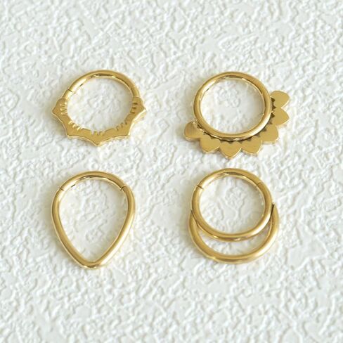 4 PCs Septum Ring Surgical Steel Daith Piercing Jewelry Set, Silver Septum Jewelry for Septum Piercing, Septum Clicker Daith Earring, 16G 8mm in Saudi Arabia