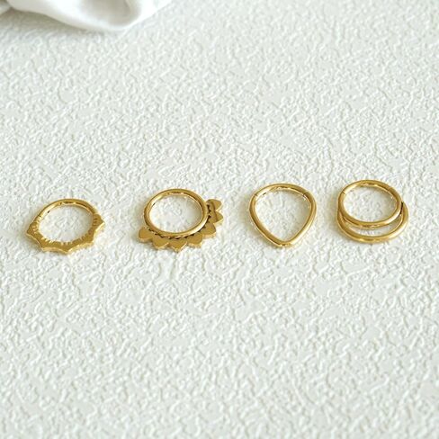 4 PCs Septum Ring Surgical Steel Daith Piercing Jewelry Set, Silver Septum Jewelry for Septum Piercing, Septum Clicker Daith Earring, 16G 8mm in Saudi Arabia