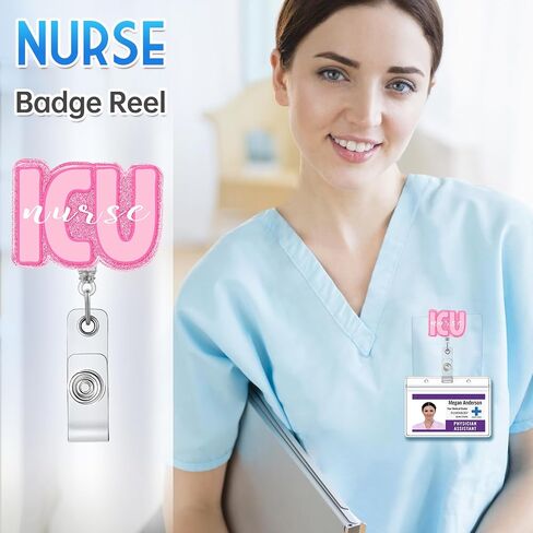 PLIFAL ICU ID BEDGE CELDER حامل السحب - مقطع التمساح لممرض التمريض ، وردة روز لطيبة مكثفة وحدة الاسم الأكريليك بكرات المستشفى ملحقات عمل الطالب in Kuwait