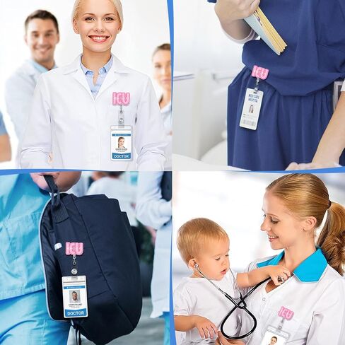 PLIFAL ICU ID BEDGE CELDER حامل السحب - مقطع التمساح لممرض التمريض ، وردة روز لطيبة مكثفة وحدة الاسم الأكريليك بكرات المستشفى ملحقات عمل الطالب in Kuwait