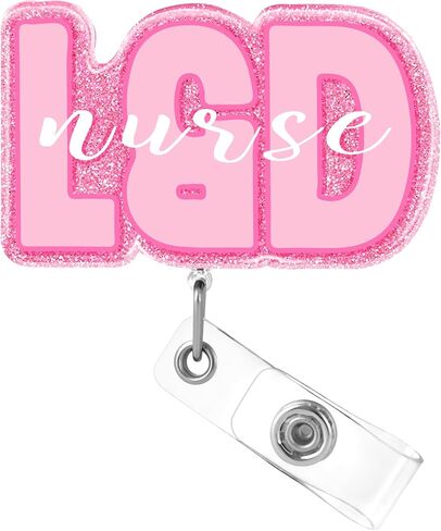 Plifal NICU ID Badge Reel Holder Retractable - Alligator Clip for Nurse Nursing, Rose Cute Neonatal Intensive Care Unit Acrylic Name Tag Reels Hospital Student Work Accessories in Saudi Arabia