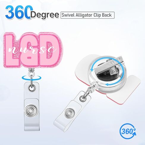 Plifal NICU ID Badge Reel Holder Retractable - Alligator Clip for Nurse Nursing, Rose Cute Neonatal Intensive Care Unit Acrylic Name Tag Reels Hospital Student Work Accessories in Saudi Arabia