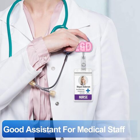 Plifal NICU ID Badge Reel Holder Retractable - Alligator Clip for Nurse Nursing, Rose Cute Neonatal Intensive Care Unit Acrylic Name Tag Reels Hospital Student Work Accessories in Saudi Arabia