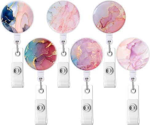 6 Pack Mixed Pattern Retractable Badge Holders, Cute Nursing Badge Reel, Badge Clip ID Card Holders (B-Cute Elephant) in Saudi Arabia