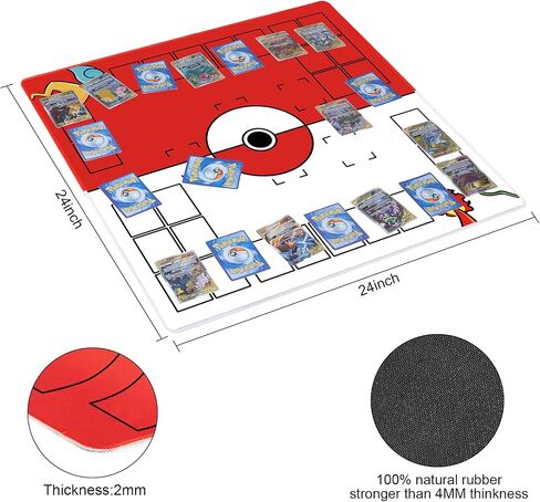 Playmat للعبة البطاقات مع Tube - Play Play Mat للعب البطاقات مع المناطق ، ولعب مدربان 2 مشغل حصيرة (أحمر) in Kuwait