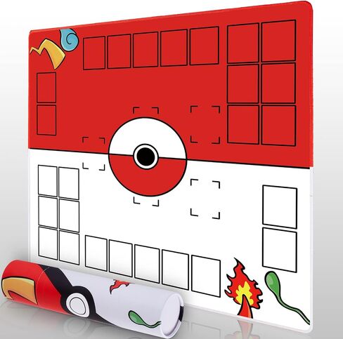 Playmat للعبة البطاقات مع Tube - Play Play Mat للعب البطاقات مع المناطق ، ولعب مدربان 2 مشغل حصيرة (أحمر) in Kuwait