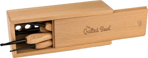 The Quilted Bear Wooden Crochet Hooks with Box – 9 Piece Crochet Hook Set with Stylish Beech Wood Ergonomic Crochet Hooks with Durable Steel Hook Heads (Wooden Display Box Included) in Kuwait