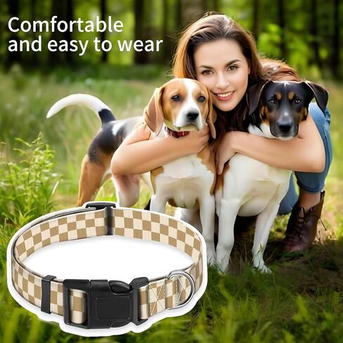 Dog Collar, Cute Puppy Collar, Funny Pet Collar, Adjustable Soft Dog Collars for Medium Dogs Green White Plaid in Kuwait