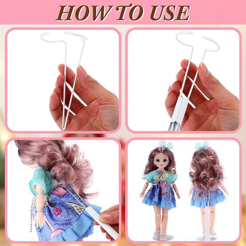 24 PCS DOLL DOLL تقف الرقم القابل للتعديل مع سلك الخصر القابل للتوسيع لشكل حركة دمى 8 "-12" (أبيض ، فضية) in Kuwait