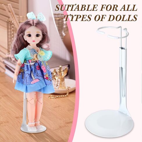 24 PCS DOLL DOLL تقف الرقم القابل للتعديل مع سلك الخصر القابل للتوسيع لشكل حركة دمى 8 "-12" (أبيض ، فضية) in Kuwait